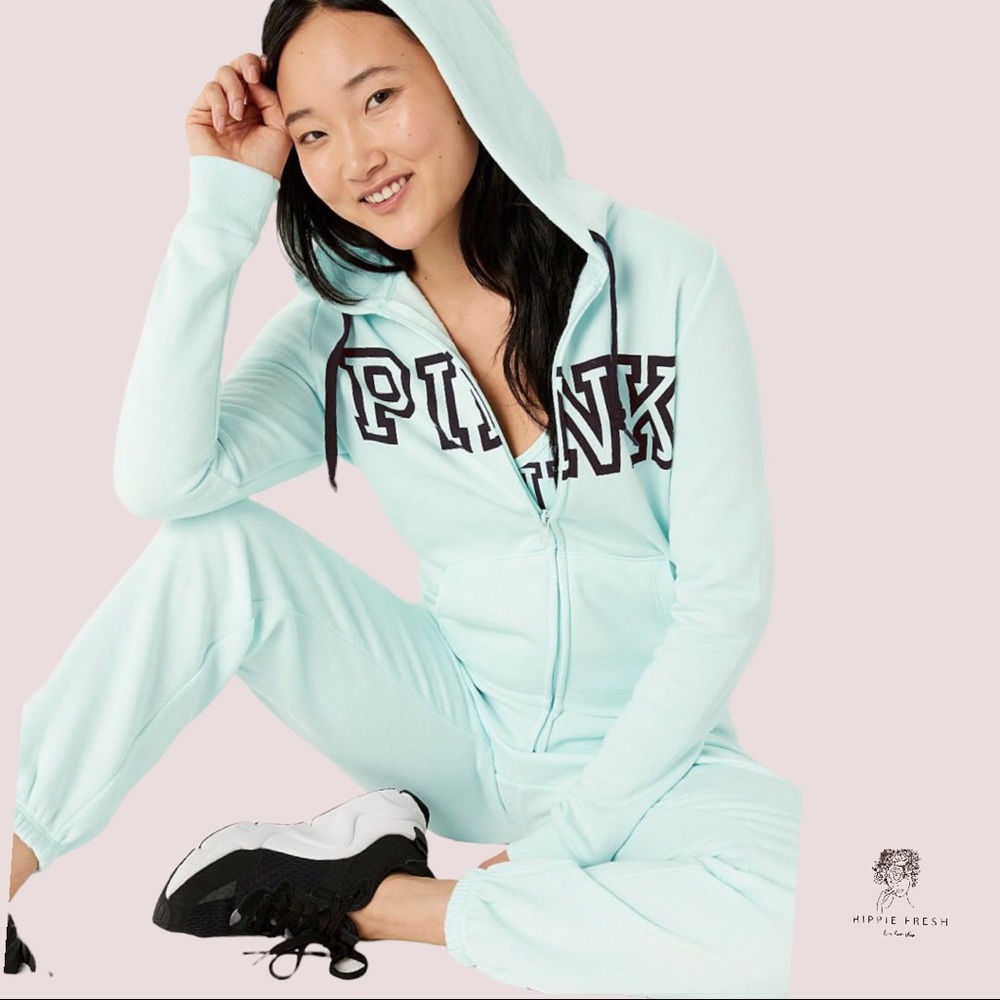 PINK Victoria Secret Lightweight Aqua Zipped Hoodie - Women’s M